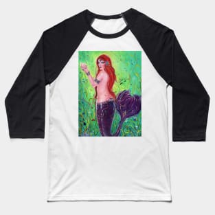 Evania colorful mermaid art by Renee Lavoie Baseball T-Shirt